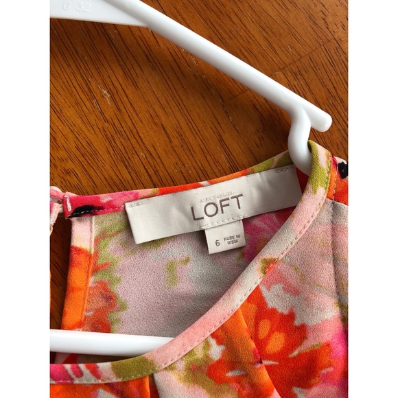 Loft Orange Poppy Floral Tie-waist Dress - Picture 3 of 4